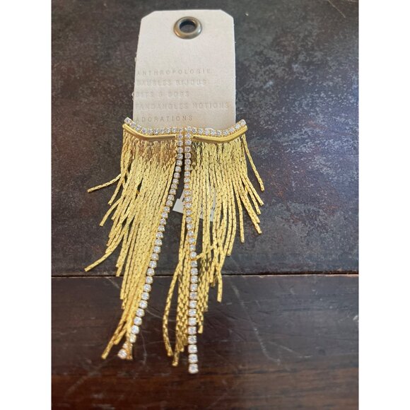 NWT Anthropologie Rhinestone Chain Drop Earrings - Picture 3 of 10